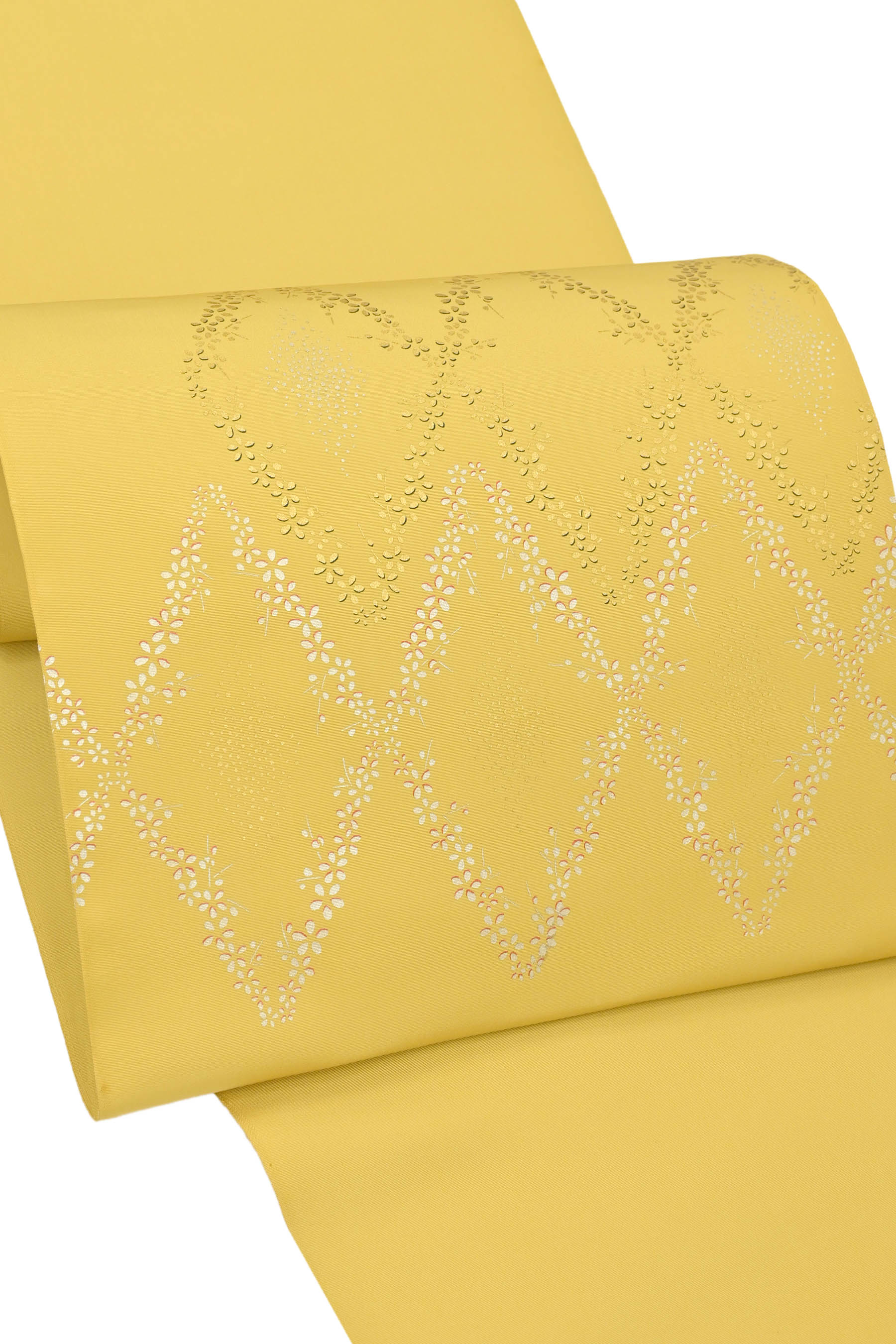 【ブラックフライデー限定】 【人間国宝　故：福田喜重】 特選工芸摺箔友禅九寸名古屋帯 駒塩瀬地 「梅暦菱」 超希少な未仕立て品 惹きつけられる意匠美