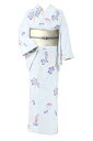 【夏物最終売り尽くしバーゲン】 【夏物プレタ着物+帯セット】 特選京友禅絽小紋 【三幸織物】特選西陣織絽九寸名古屋帯 ≪御仕立て上がり・新品セット≫ 身丈163 裄68