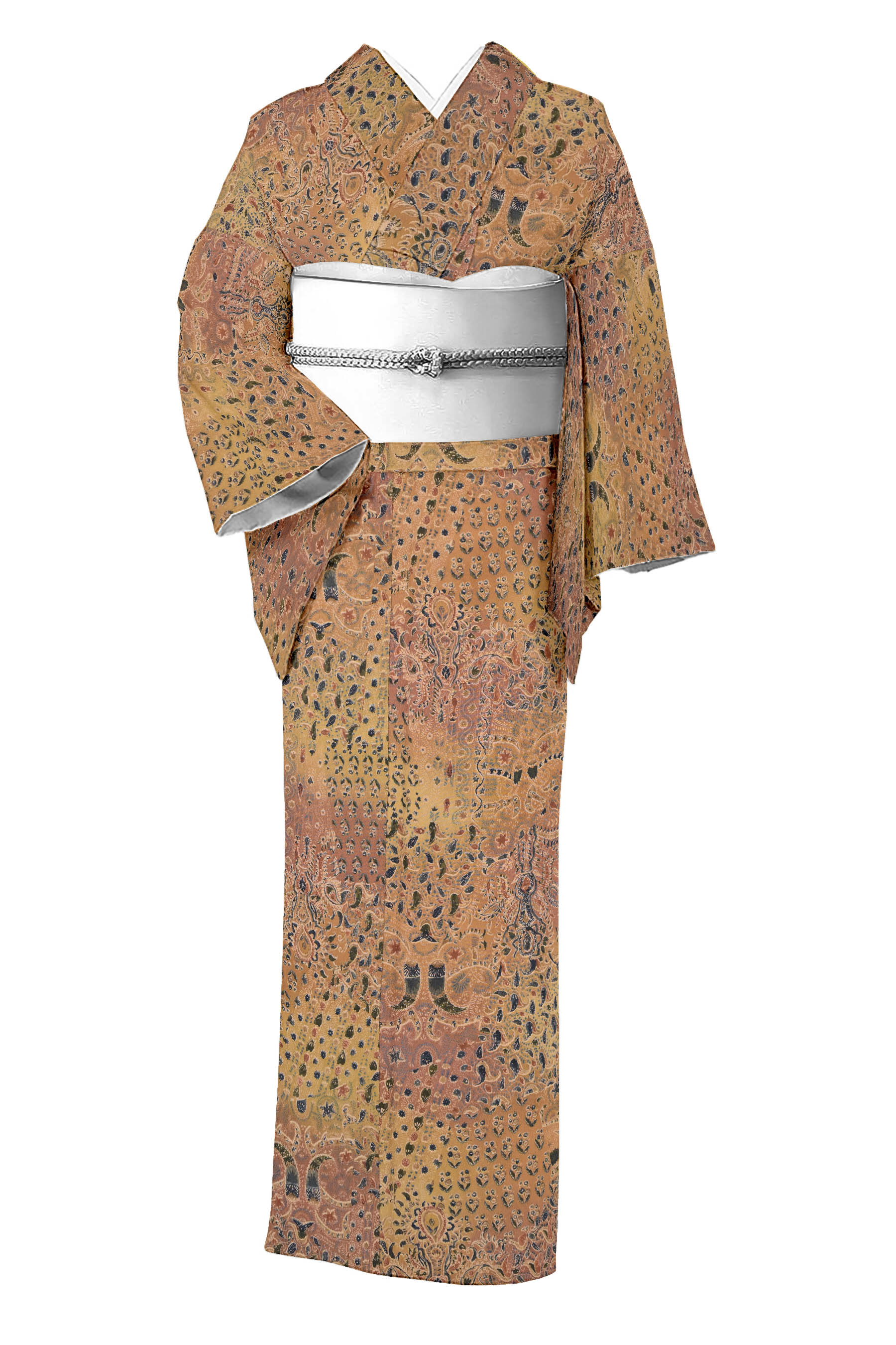 Y2515◇美品 作家物落款 手縫い仕立て ワイドサイズ 正絹 江戸小紋 着物 Y2515◇美品 作家物落款 手縫い仕立て ワイドサイズ 正絹 江戸