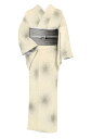 【着物+帯 夏物未仕立て2点セット】【東レシルック】 小紋着尺 「糸菊・ホワイトベージュ」+ 【黒木織物】本場筑前博多織八寸名古屋帯「変り献上 グレー」