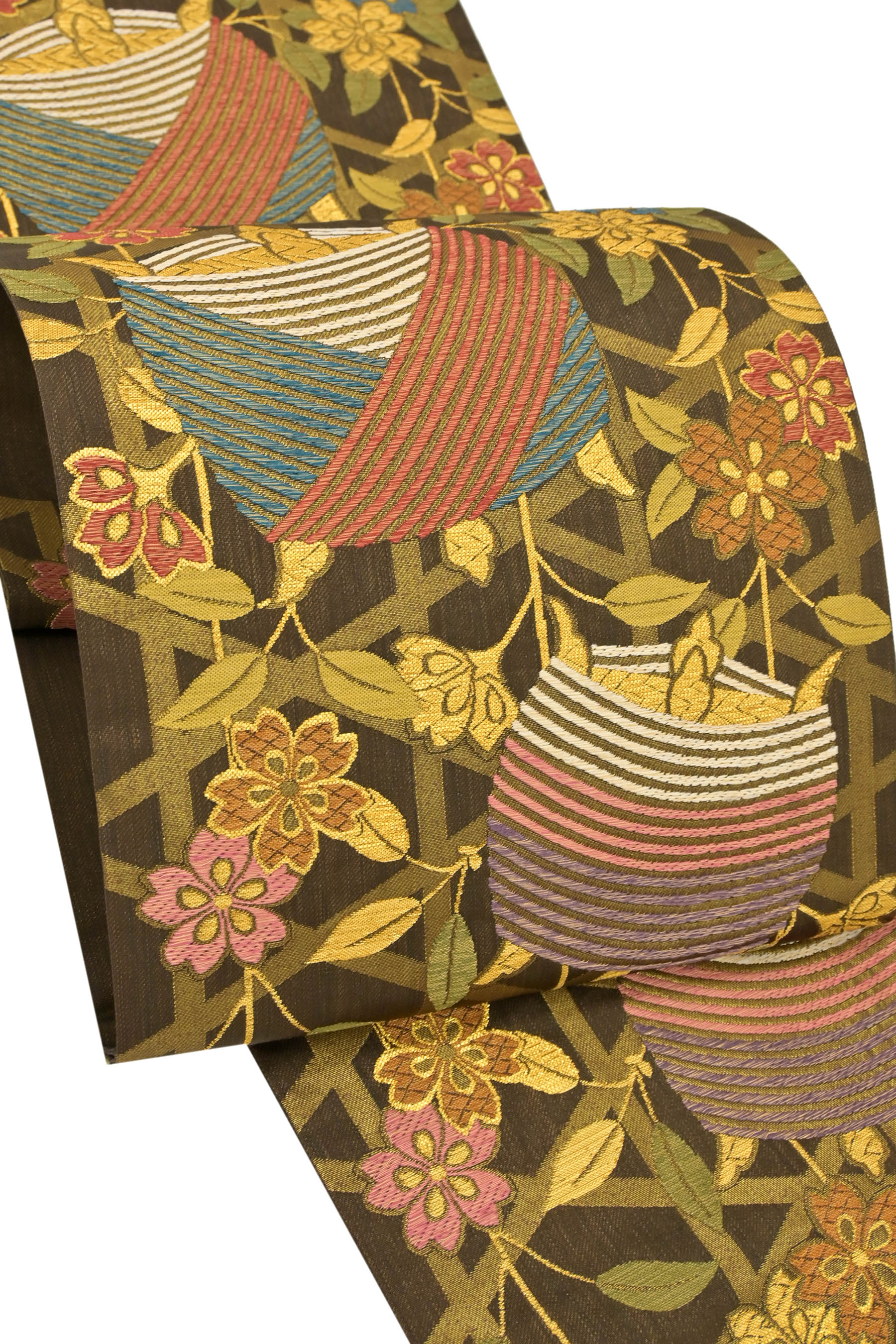 【ブラックフライデー限定】 【小林定織物】 特選工芸袋帯 ≪御仕立て上がり・中古美品≫ 「籠目地枝垂桜..