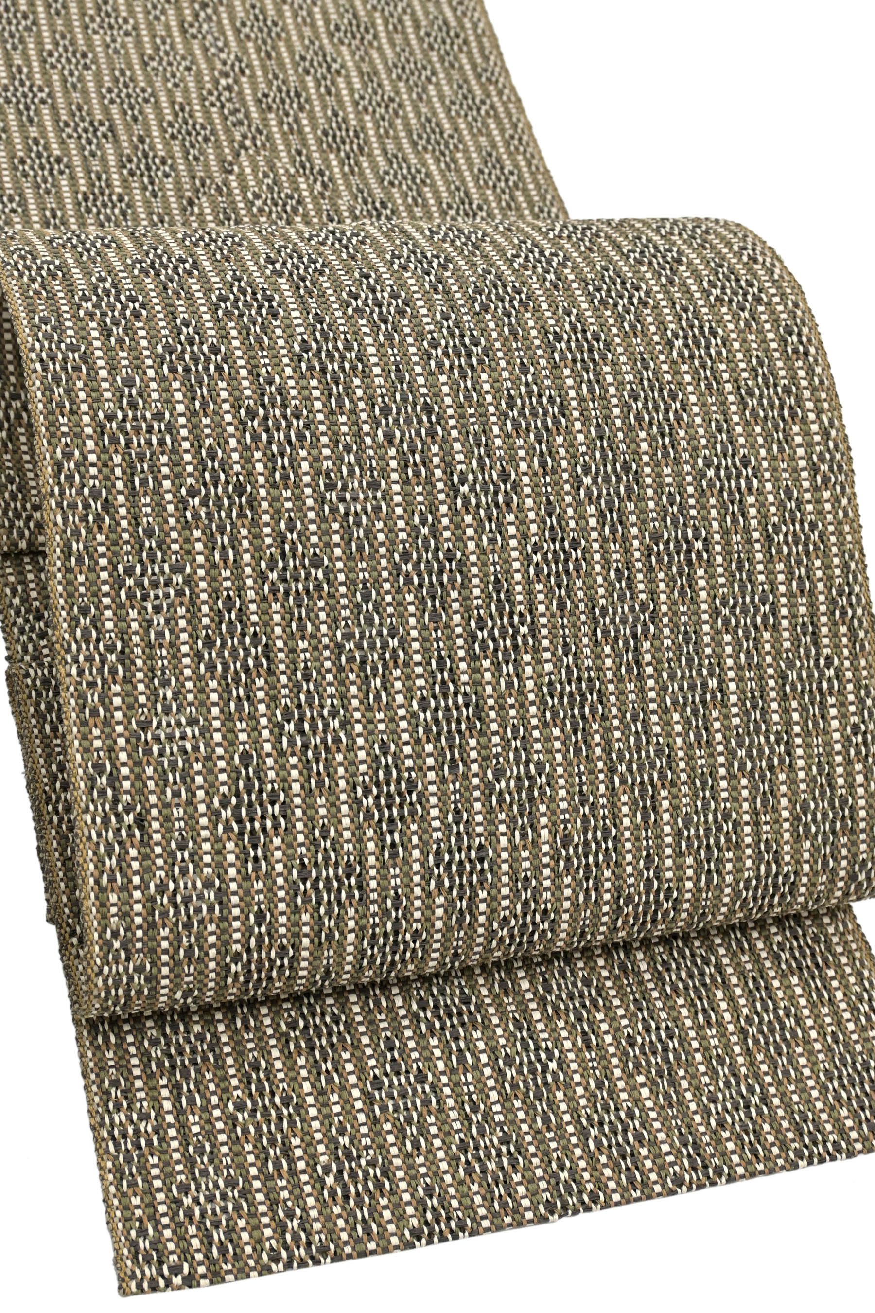 【大蔵ざらえ】 【黄綬褒章受賞作家　戸屋優】 特選工芸紬八寸名古屋帯 和紙絹もじり ≪御仕立て上がり・中古美品≫ 「間道縞地かくれ菱紋」 名匠の織り技 工芸染織品ファン必見！