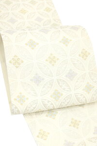 【10%OFFクーポン対象】 【ふくい】正絹西陣織袋帯「七宝花菱紋」品のよい華やぎ、モダンな仕上がりの古典柄!