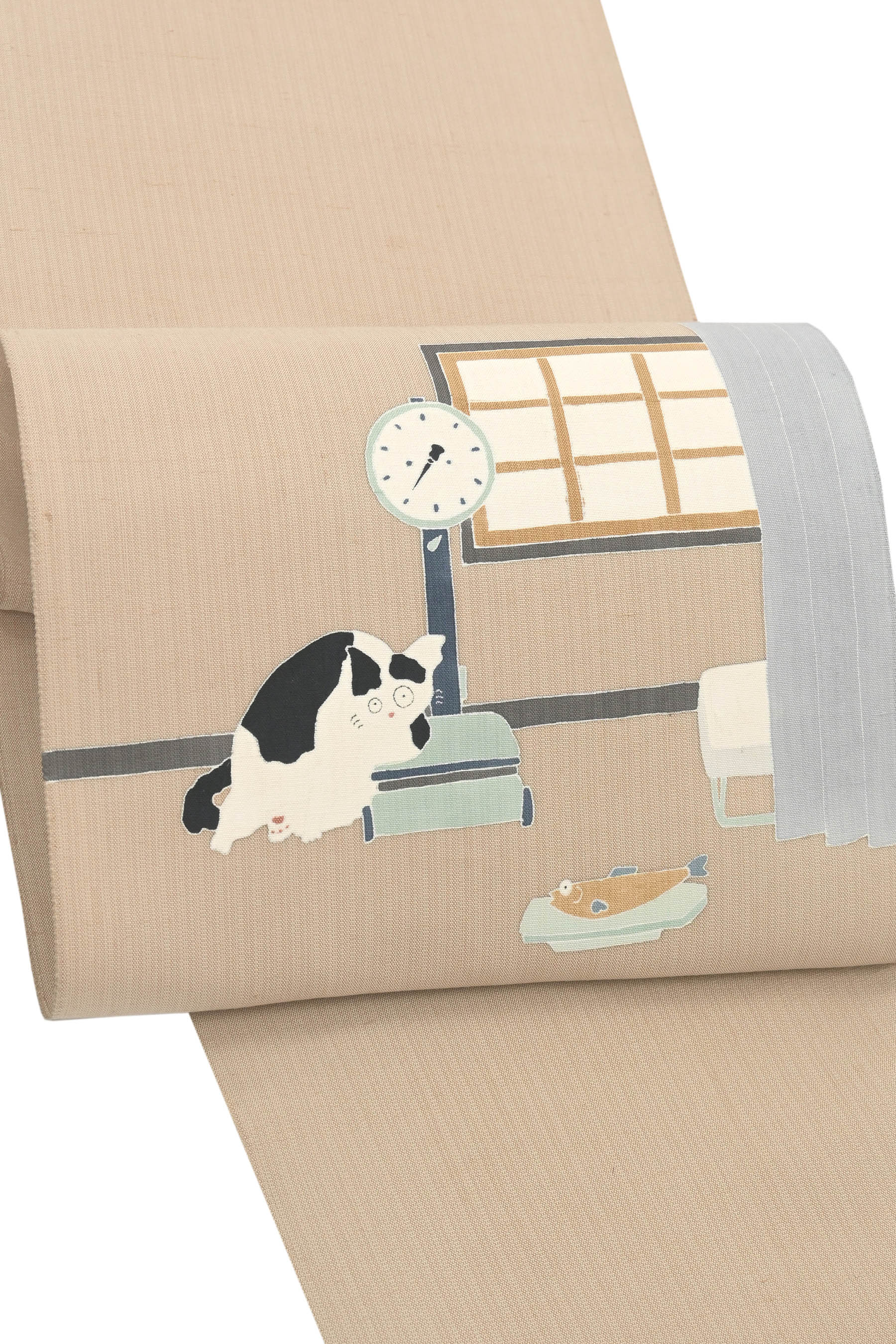 【ブラックフライデー限定】 明治25年創業【根善織物】 本手描き友禅九寸名古屋帯 「ダイエット」 バイ..