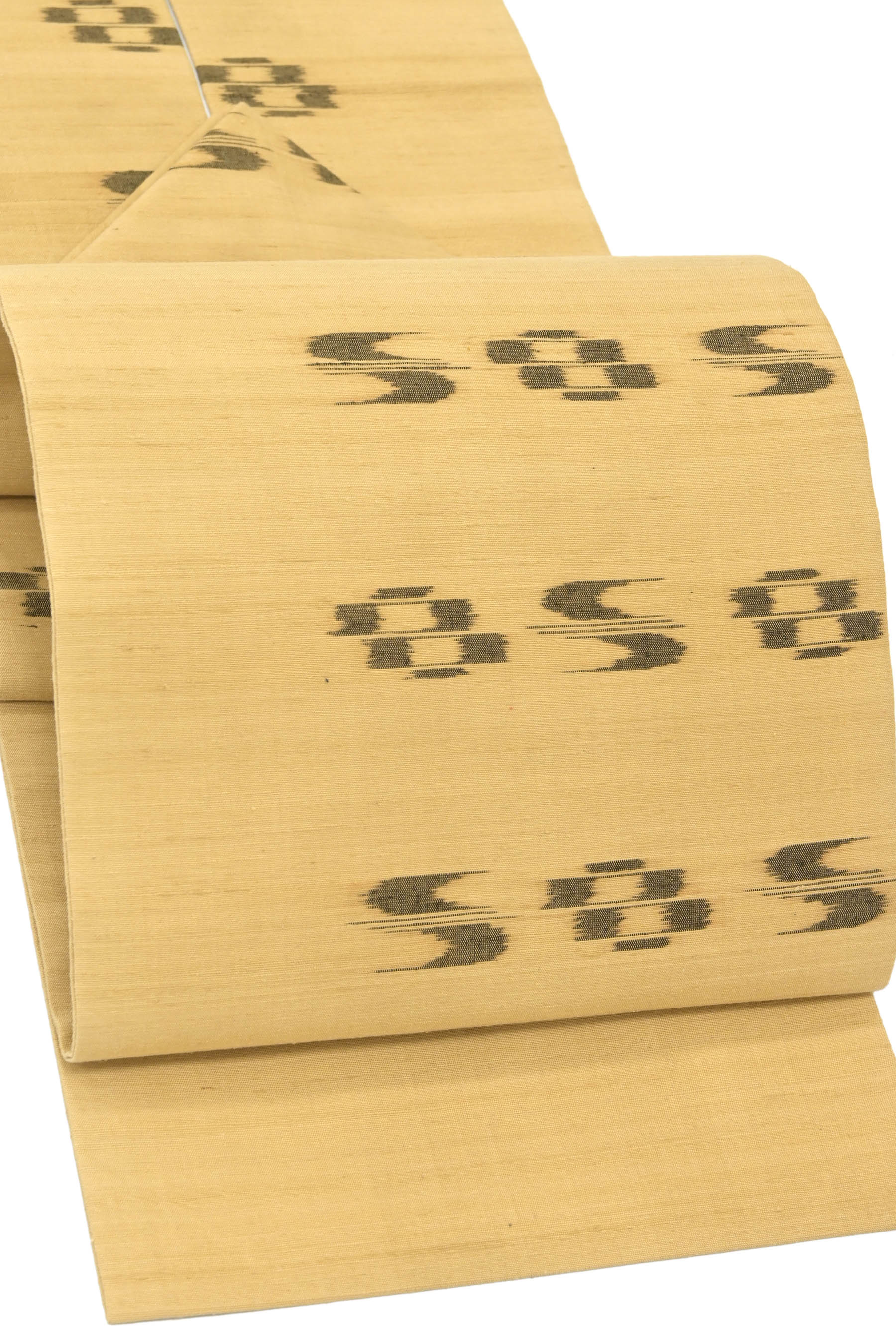 【大蔵ざらえ】 【本場久米島紬】 特選草木染手織九寸名古屋帯 染料：福木 ≪お仕立て上がり・新古品≫ ..