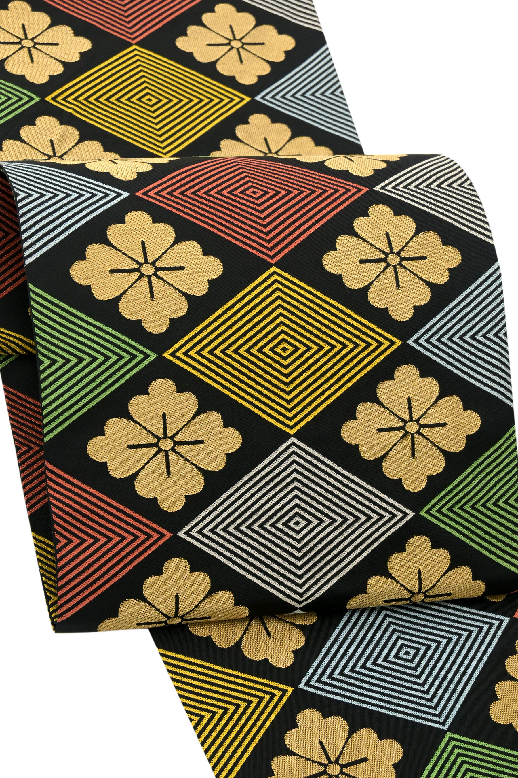 【織悦】 特選西陣織全通本袋帯 ≪仕・中古品≫ 「入子花菱文」 この上ない高雅… 短尺　京袋としても！