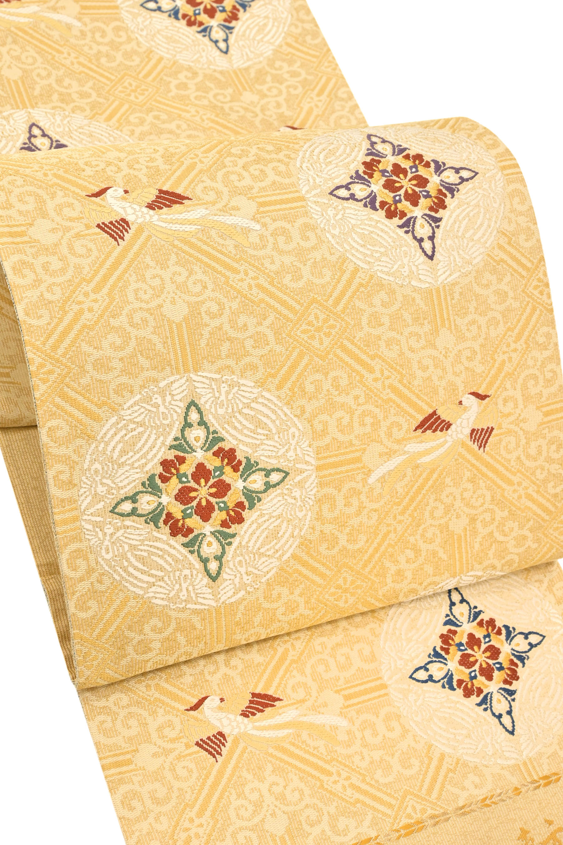 【大蔵ざらえ】 【山田織物】 特選西陣織袋帯 「格天鳳凰七宝文」 趣味性高いお洒落帯！ お茶事、お稽古や気軽なお出掛けに！