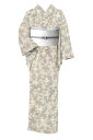 小柄な方に!【夏物】 特選創作小千谷 夏結城 ≪御仕立て上がり・中古品≫ 「流水に木立」 夏のシンプルカジュアル 身丈145.8 裄63.2