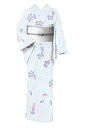 【年に一度の本決算バーゲン】 【夏物】 特選京友禅絽小紋 ≪御仕立て上がり・新古品≫ 「蔦ぶどう・水色」 涼やかな配色で軽やかに装う夏のこもん! 身丈163 裄68