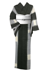 【呉服の月最終クリアランス】 スリムな方へ! 十日町老舗【青柳】≪お仕立て上がり単衣 中古美品≫櫛引織り紬「縄文」 名門の櫛引織!身丈151.5 裄62.5