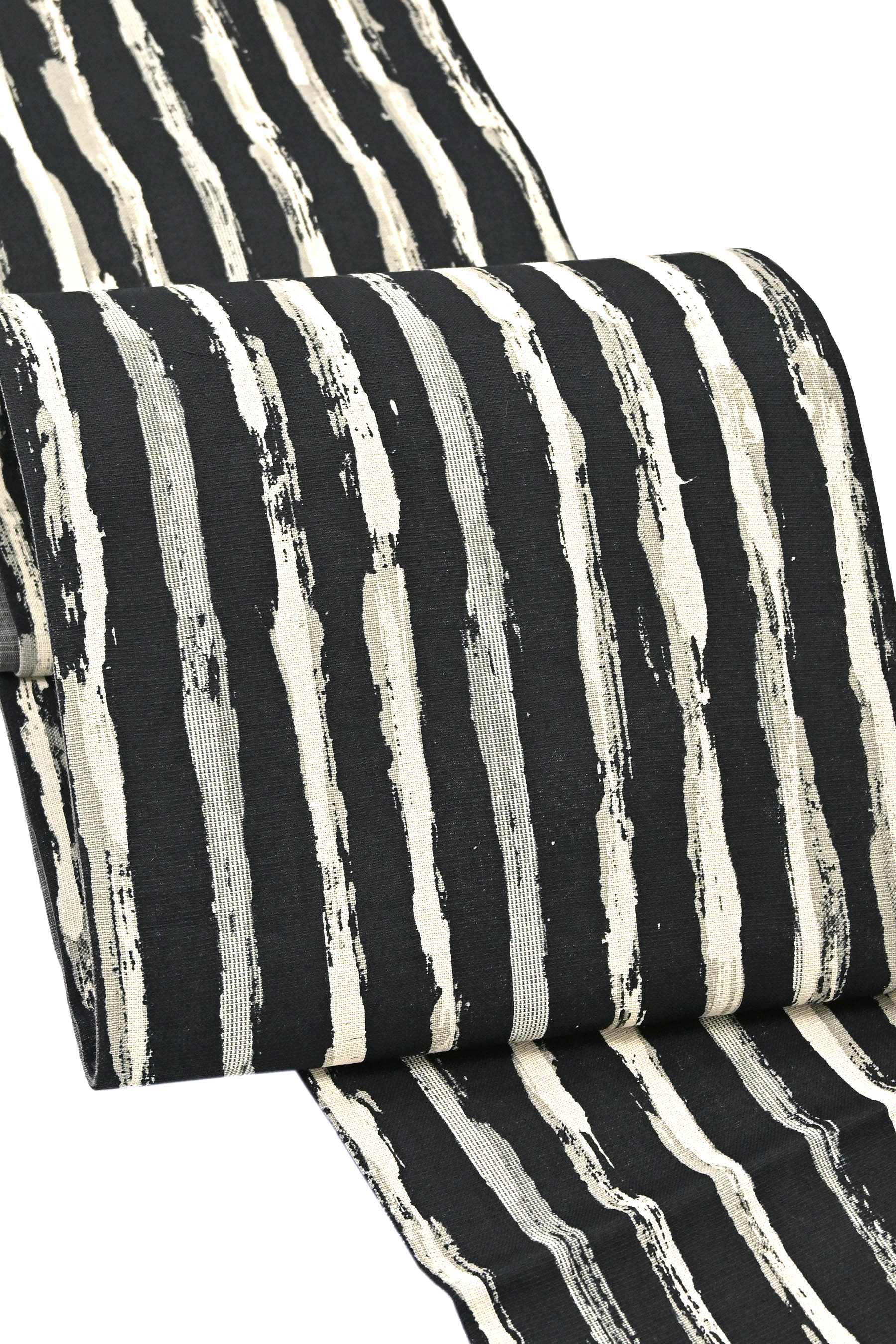 【二代目吉平　小田島克明】 特選諸紙布草木染袋帯 松煙墨染 ≪御仕立て上がり・中古美品≫ 「かすれ手引..