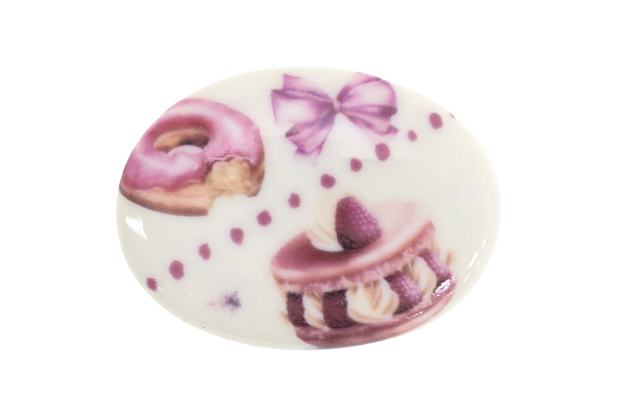 ポーセラーツ磁器絵付け帯留め (03)スイーツ