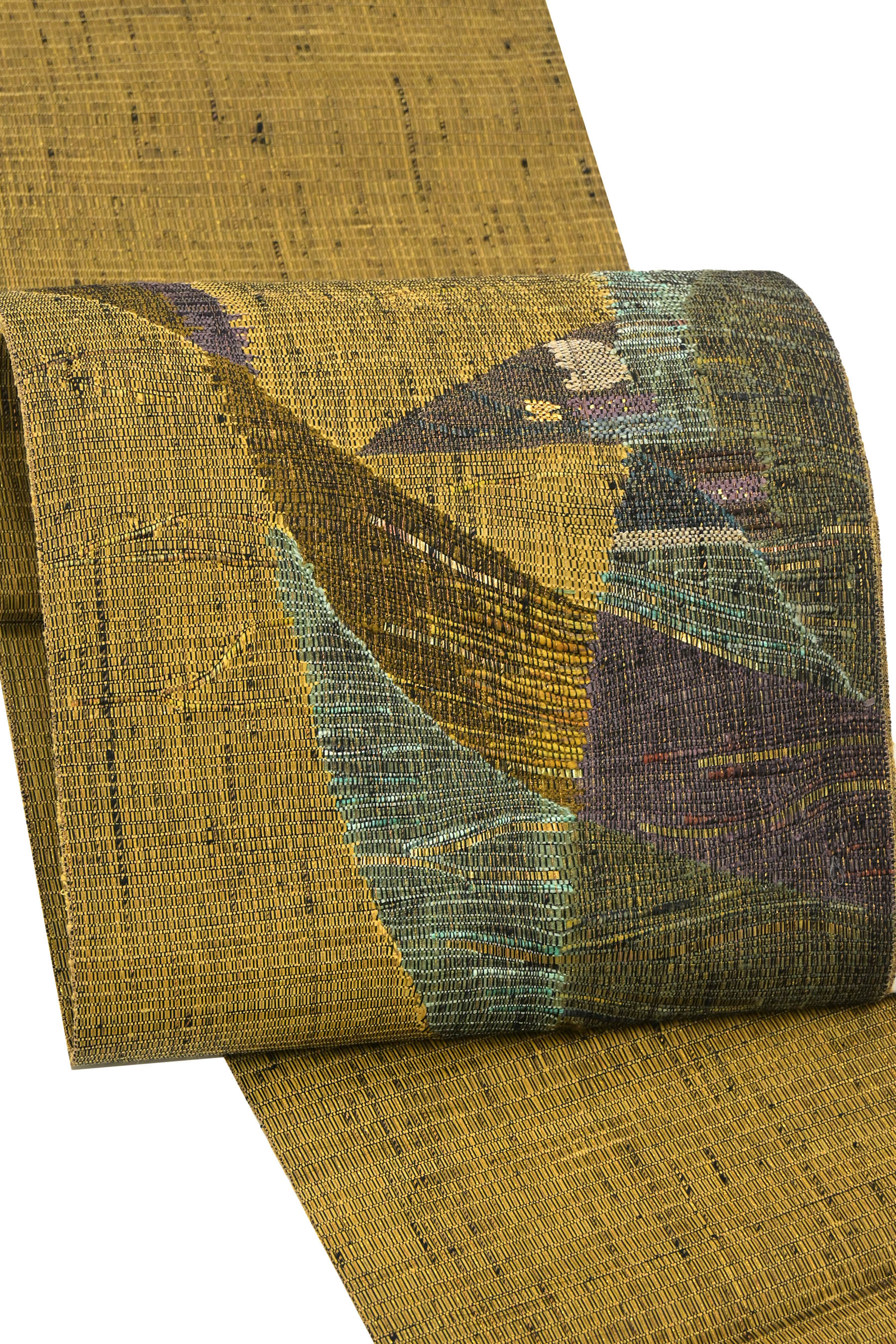 レア！西陣手織の逸品！　仕　中古美品　正絹特選西陣袋帯　 手織　都　「あぶすとらくと」