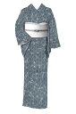 【夏物】 特選京友禅小紋 正絹紗紬地 ≪お仕立て上がり・中古美品≫ 「籠目に萩」 サラリ軽やか… 夏姿を涼やかに飾る一枚! 身丈154 裄65