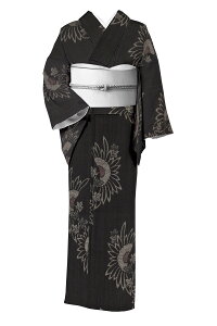 【10%OFFクーポン対象】 【お得なエブリデイロープライス】【結城ちぢみ】 特選真綿縮織紬着物 ≪御仕立て上がり・中古美品≫ 「寛文菊」 カジュアルでも品のよい装いに。