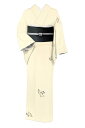【夏物】 【着物・帯2点セット】 【東レシルック】 【大久保信子流きもの】 小紋着尺≪絽縮緬≫ 「鈴蘭・ホワイトベージュ」 特選博多織全通八寸名古屋帯 〜繧繝霞...