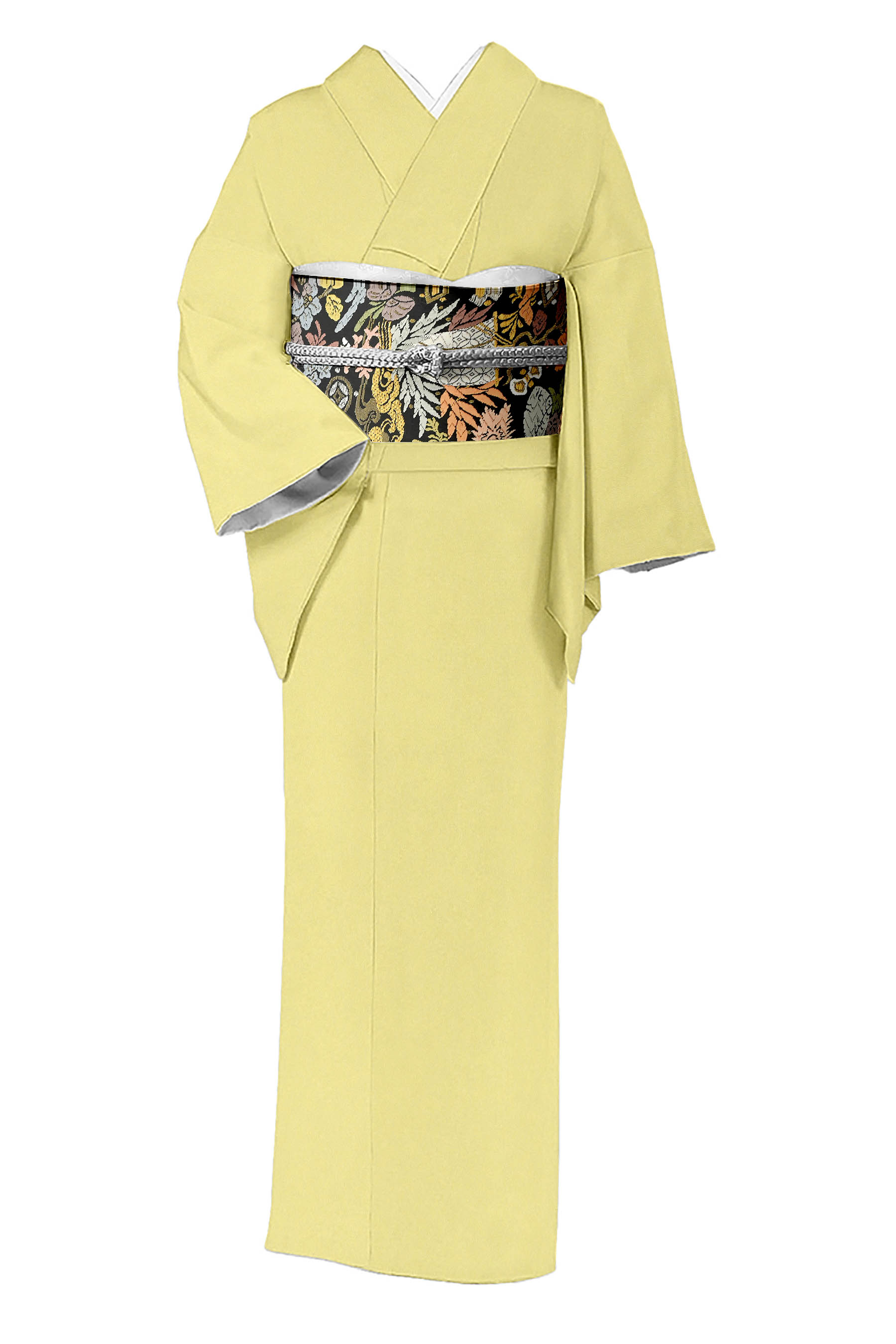 【着物＋帯2点セット】 【東レシルック】ちりめん色無地着尺 【西陣織元】特選西陣唐織袋帯