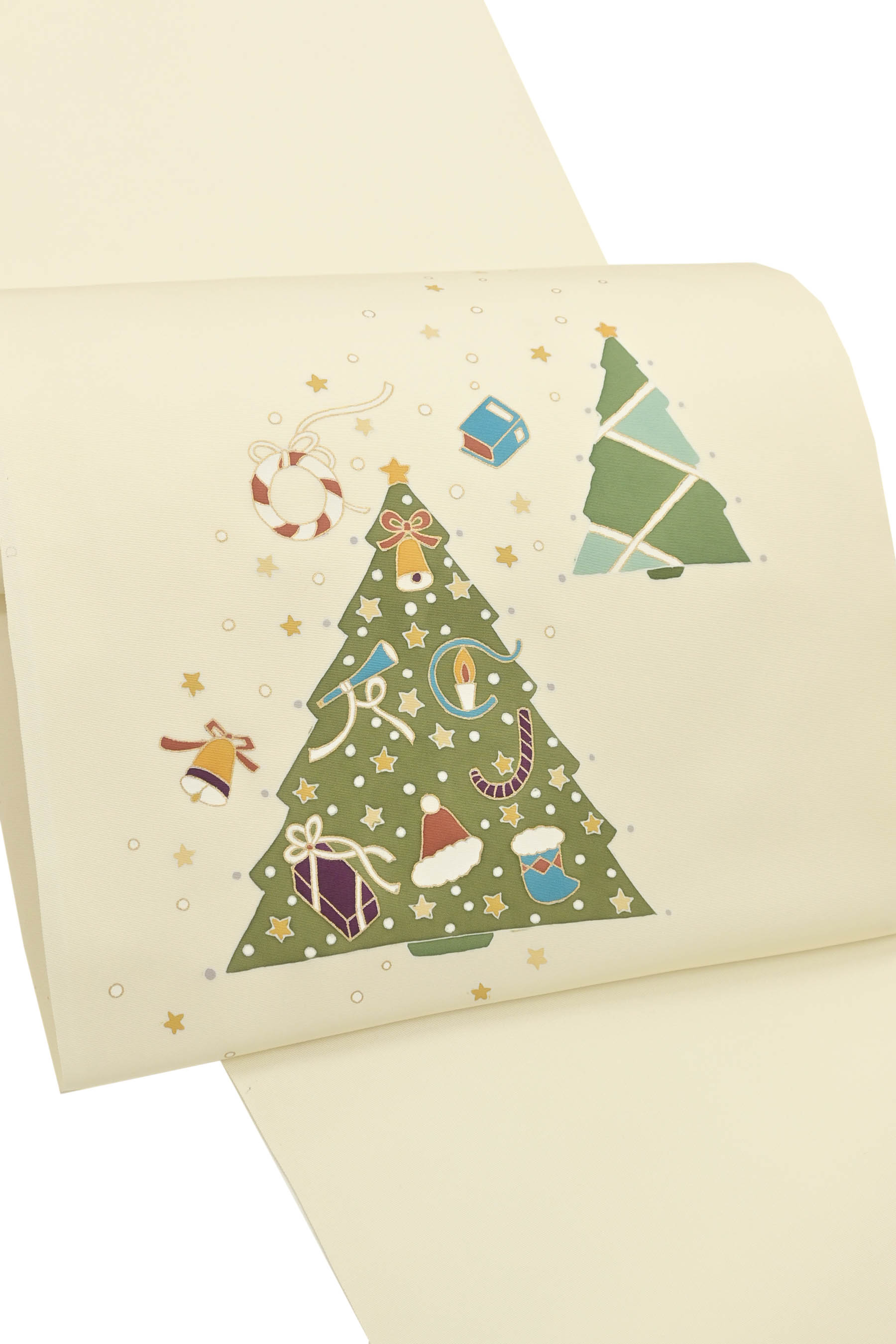 【有名工芸染匠】 特選本手加工友禅塩瀬九寸名古屋帯 「クリスマスツリー」 パーティーを飾る、季節の..