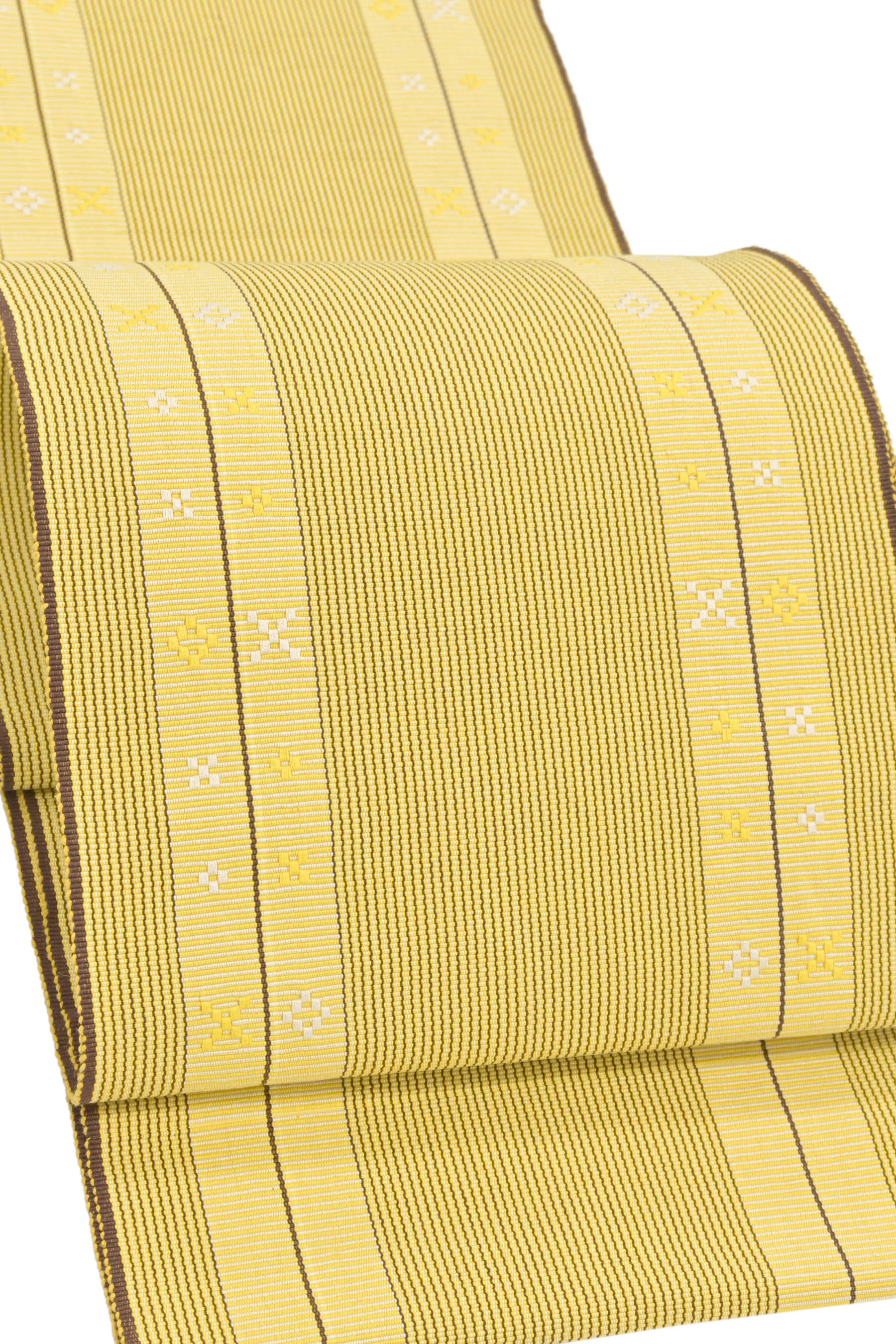 目利きの方に！特選手織 綿八寸名古屋帯「花織縞献上」仕 中古美品