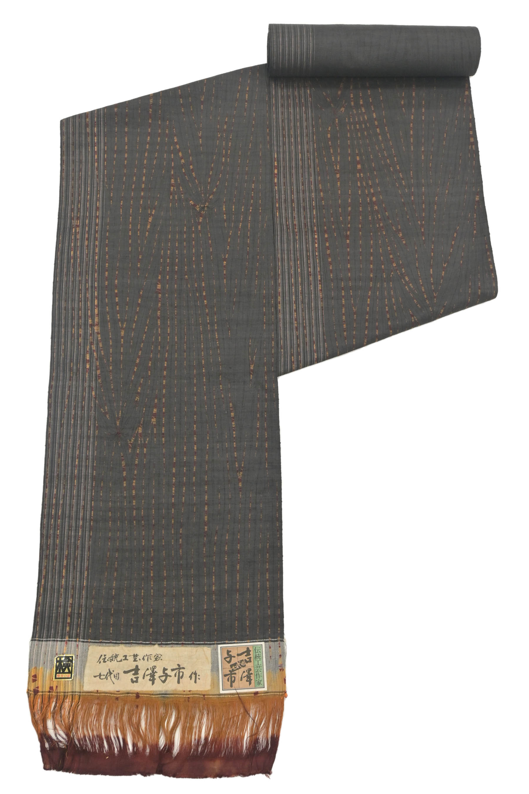 【大蔵ざらえ】 【七代目・吉澤与市】 本手加工友禅絞り染紬着尺 「間道」 豊かな地風に絞りの風情… 名門の重宝紬！