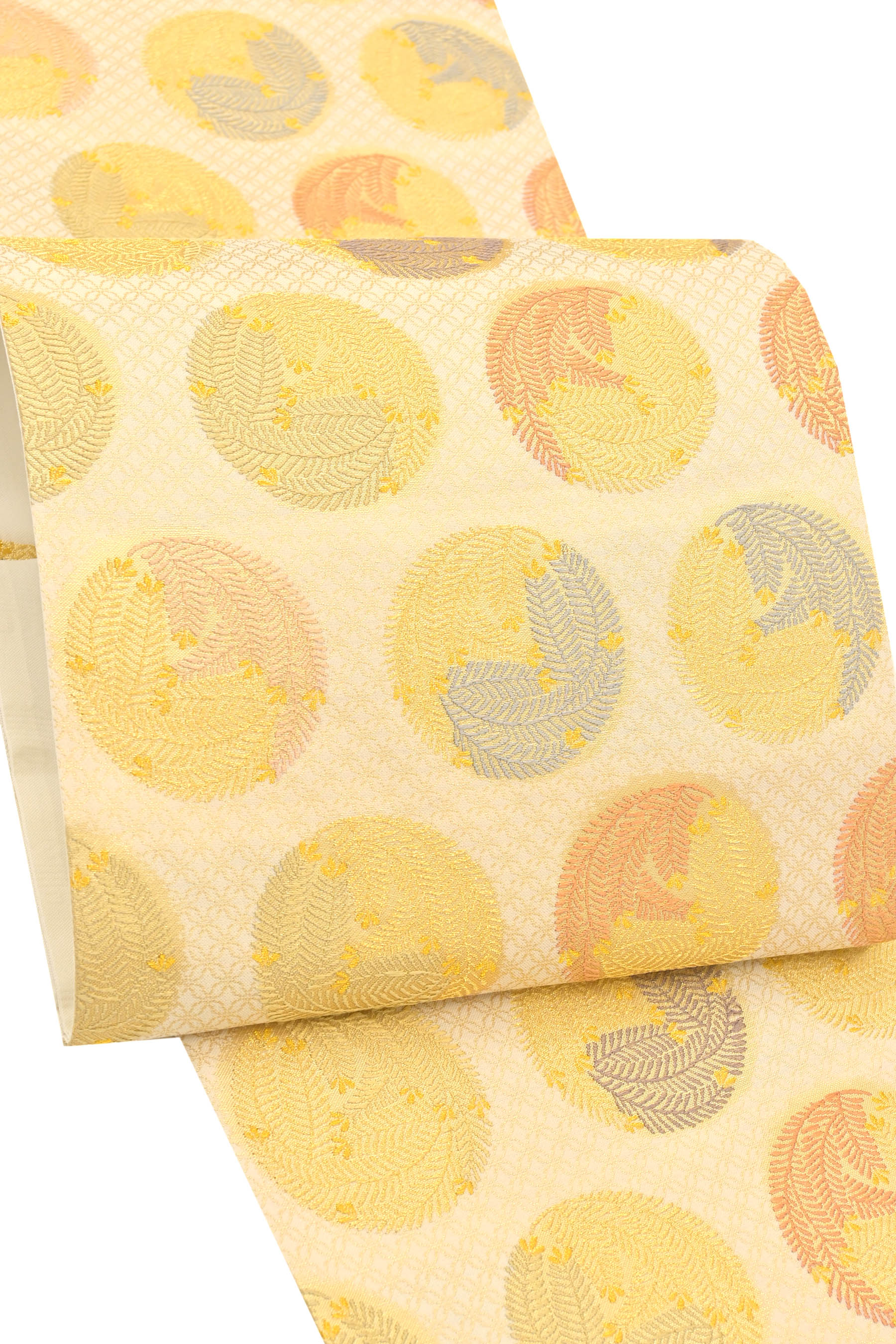 ●【ふくい】 正絹西陣織袋帯 つづれ唐織 「七宝地若松丸紋」 流行り廃りない古典のデザイン フォーマルに定番の一条！