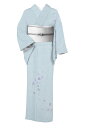 【夏物】 正絹手加工染絽訪問着 ≪御仕立て上がり・中古品≫ 「柳に撫子」 盛夏に涼の素材感 身丈152.5 裄64.5