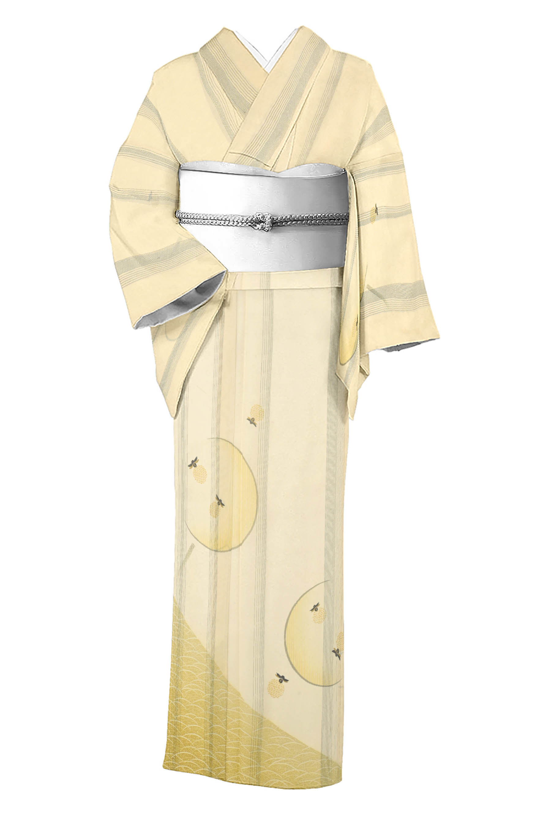 【ブラックフライデー限定】 【夏物】 【本場夏塩沢】仕・中古美品 本手加工友禅夏塩沢地付下げ「団扇..