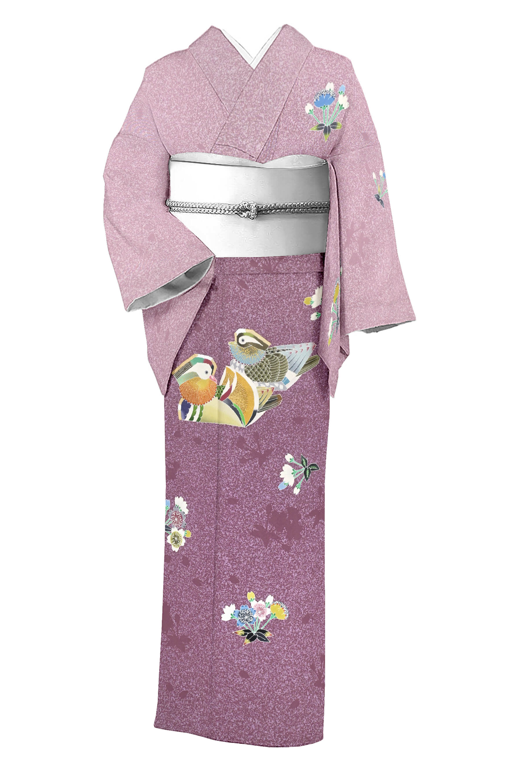 【ブラックフライデー限定】 【人間国宝　故：羽田登喜男】 特選本手加工京友禅訪問着 ≪御仕立て上がり・中古美品≫ 「桜に鴛鴦二羽」 羽田氏を代表するデザインの良色入荷！ 身丈152　裄62(4)