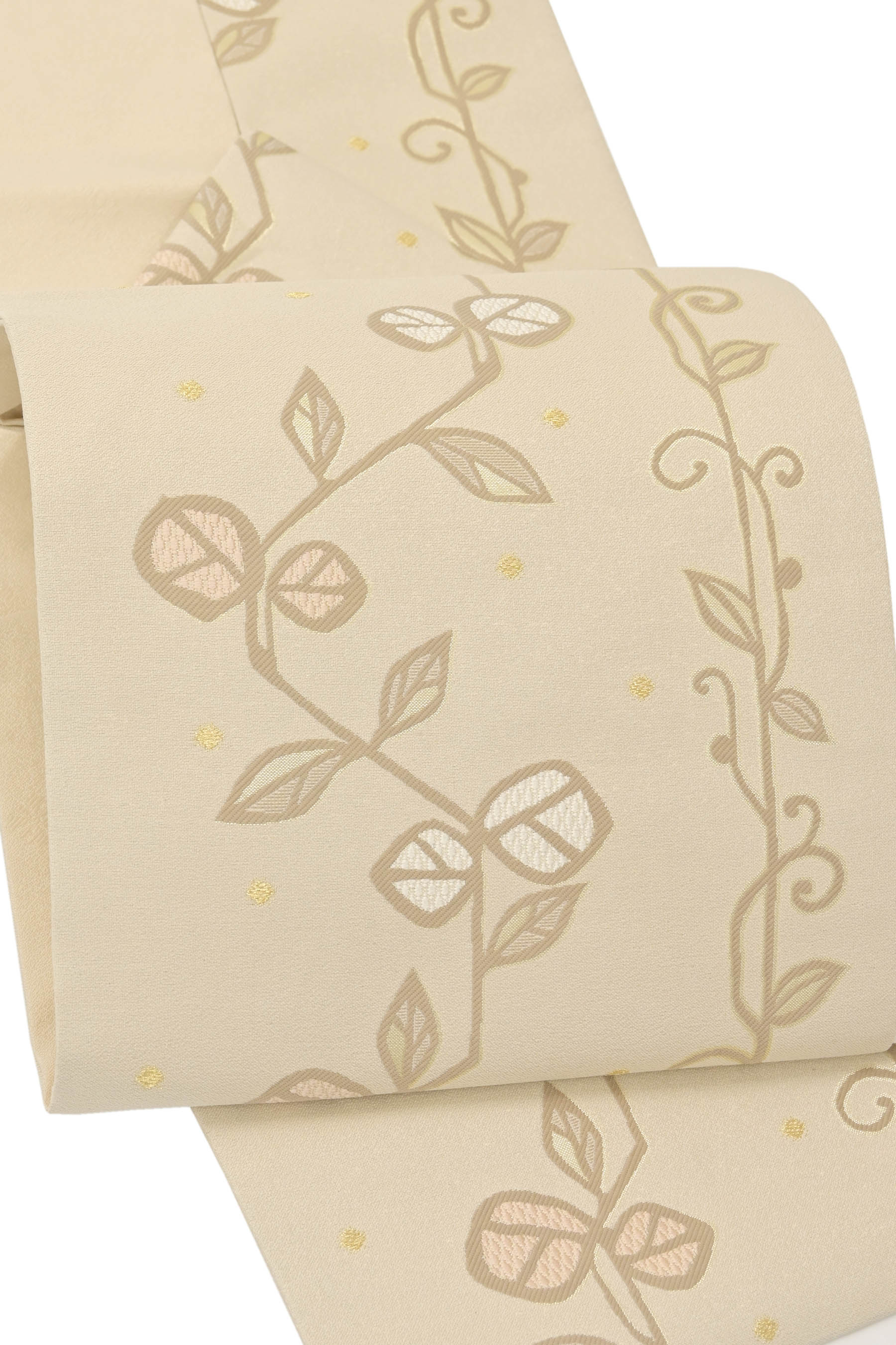 【大蔵ざらえ】【弥栄織物】正絹西陣織九寸名古屋帯 ≪御仕立て上がり・中古美品≫「枝葉の律動」