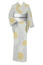 【東レシルック】 単衣小紋 ≪単衣仕立て上がり・新品≫ 「松葉にうさぎ(灰色)」 お手入れ簡単! 気軽に愉しむ和姿! 身丈164 裄68