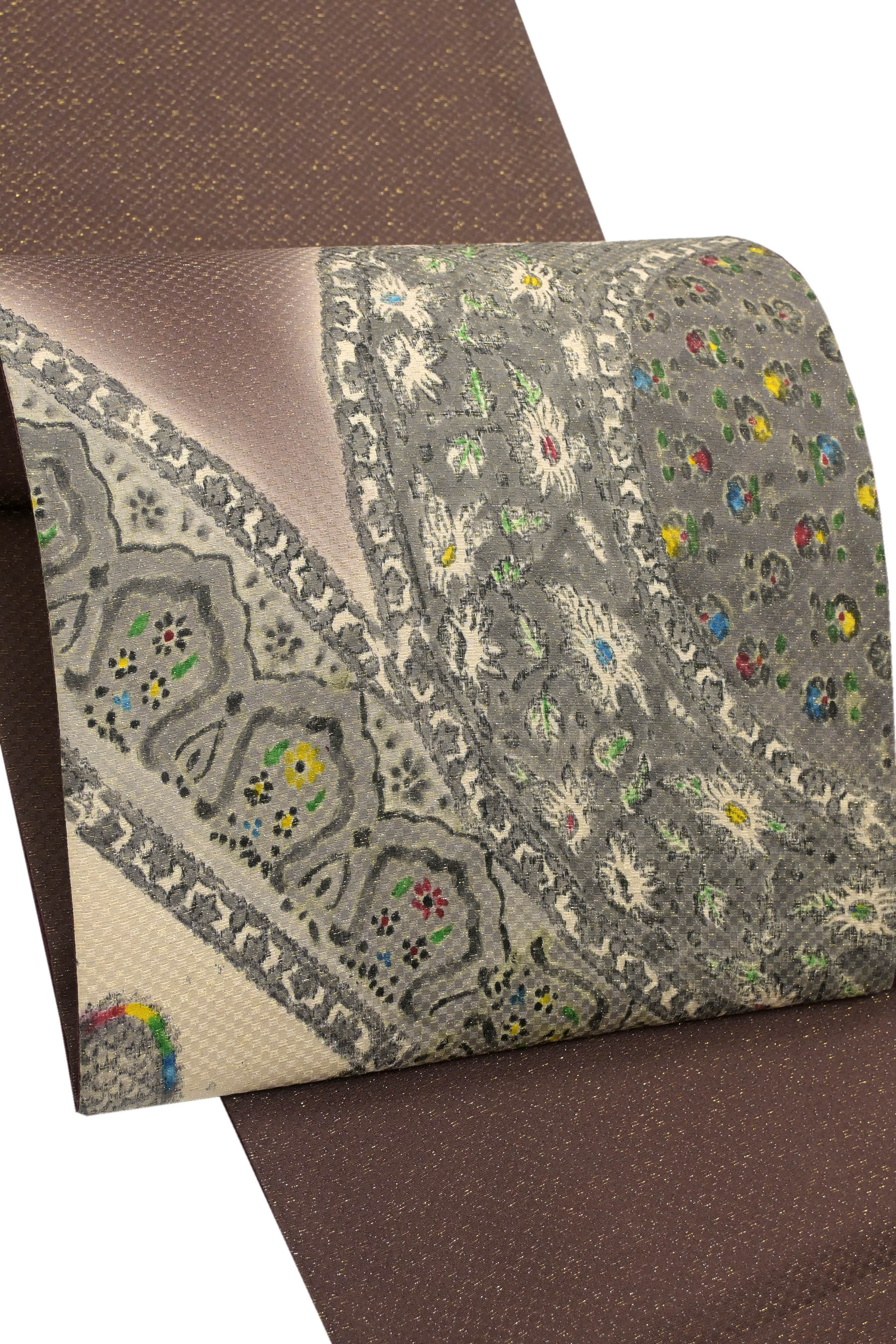 【ブラックフライデー限定】 【古代印度木版更紗　川端美朝】 特選木版摺り洒落袋帯 紋意匠金通し地 ≪..