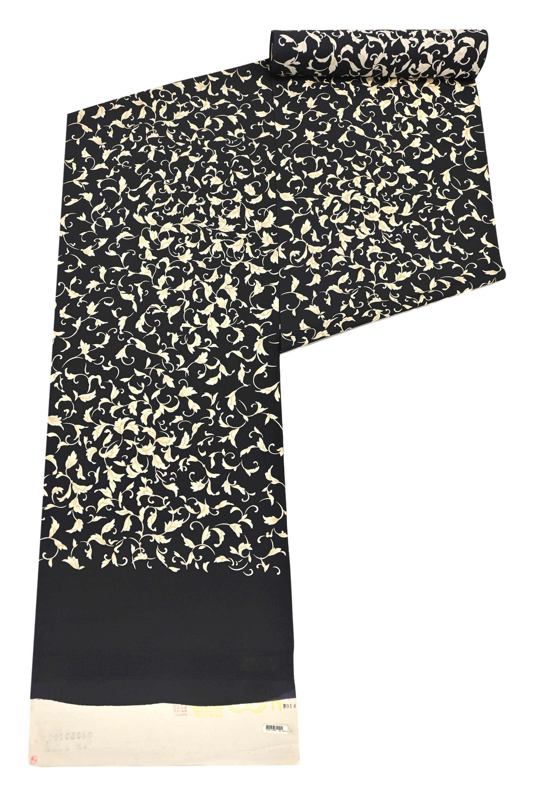 【万葉染織】 本手加工友禅小紋着尺 「唐草文　鉄紺色」 街着、お茶席から観劇まで！ ひとつあれば重宝..