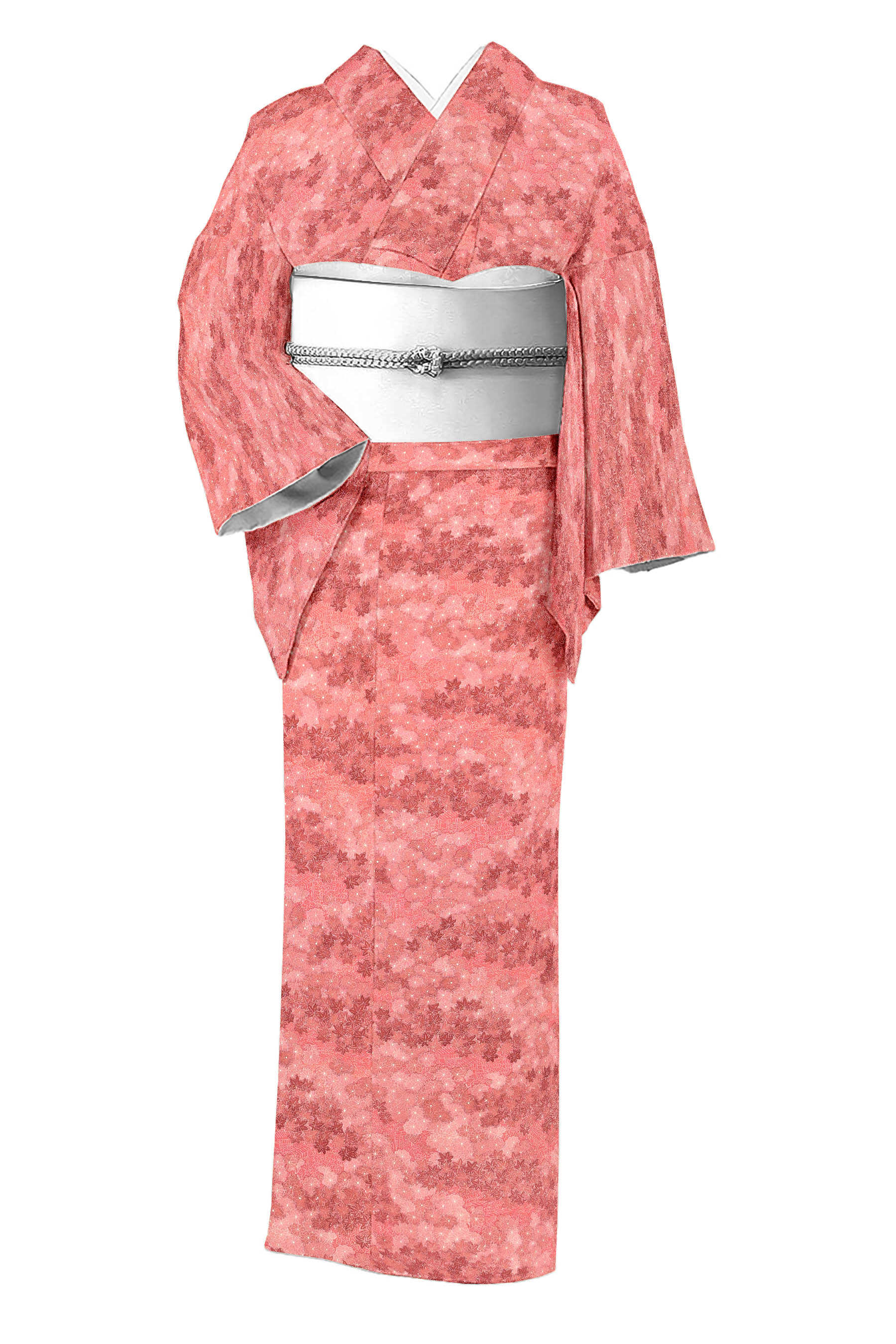 【 年に一度の本決算バーゲン】 【お出かけ小紋】　創作友禅小紋　 お仕立て上がり　中古美品 「菊楓の屋敷」 ☆身丈153.4　裄64.4