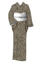 【本場大島紬】≪お仕立て上がり・中古美品≫ 7マルキ一元式有色絣 「松葉花火」モダンな有色絣 証紙なしでお値打 身丈156.5 裄67.5
