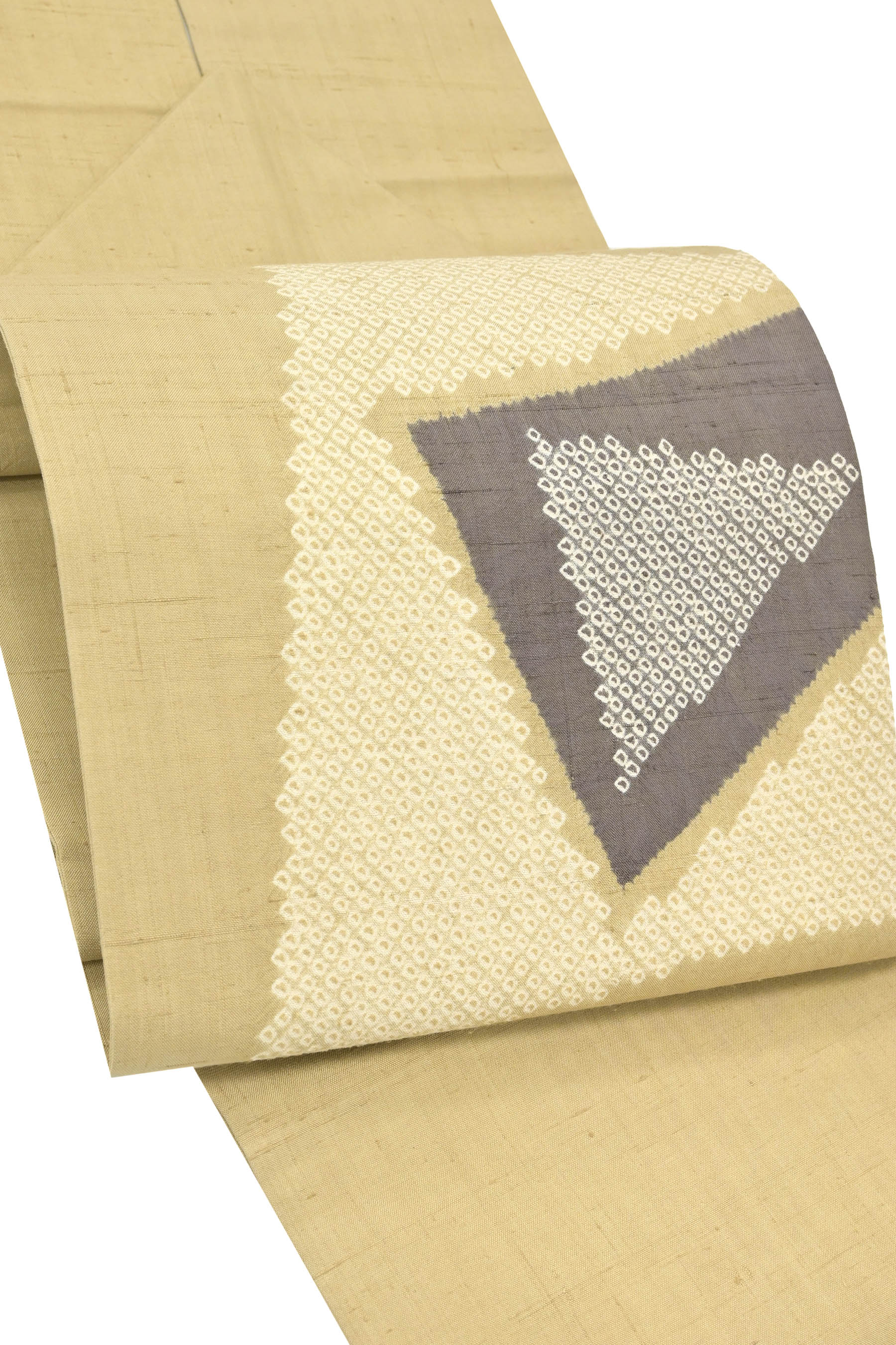 【お得なエブリデイロープライス】 特選絞り染紬九寸名古屋帯 ≪お仕立て上がり・中古美品≫ 「疋田色紙重ね」 こだわりのオシャレ帯！