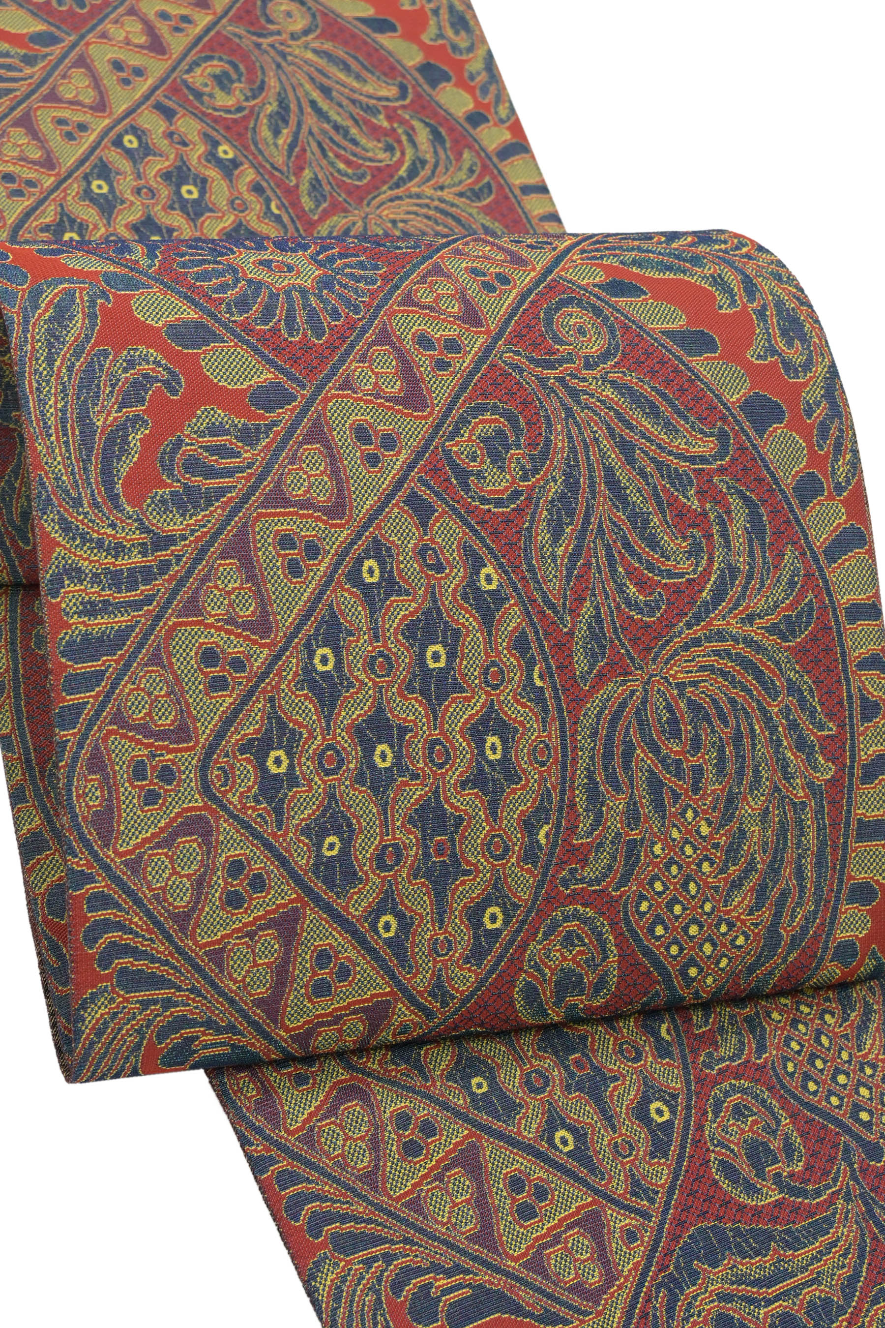 【ブラックフライデー限定】 【帯屋一条 にしたに織物】 特選金華山織全通袋帯 ≪御仕立て上がり・中古美品≫ 「瑠璃黄金 更紗組み間道」 艷やかに存在感あふれる一...