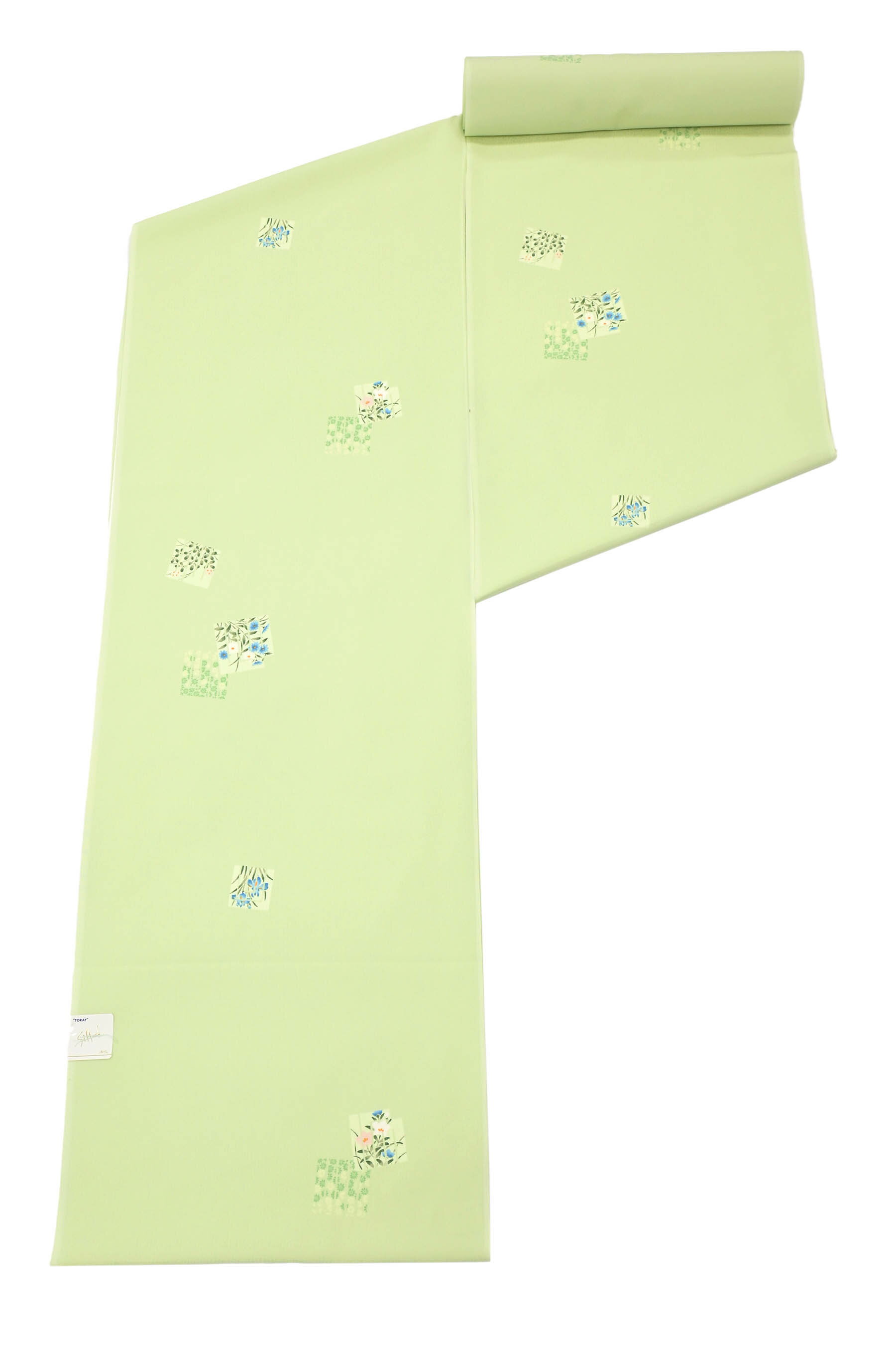 【大蔵ざらえ】 【東レシルック】 小紋着尺 源氏香に草花 若芽色 お稽古やお出かけに！ カジュアルに重宝の上品小紋！
