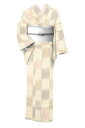 【シルバーウィークバーゲン】【夏物最終売り尽くしバーゲン】【夏きもの】 十日町明石ちぢみ 伝統工芸品 ≪仕・中古品≫ 「縞市松」 証紙なし必見価格!身丈159.5 裄68.2 パールトーン済