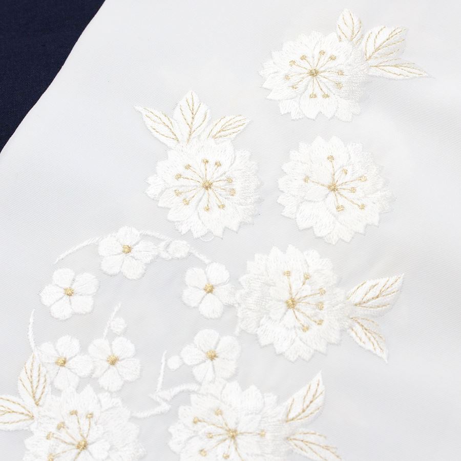 半衿 刺繍 振袖 袴 長襦袢 半襟 刺繍半襟 刺繍衿 掛け衿 付け襟 白 白地 金糸 花柄 桜 八重桜 シルエリー 春/秋/冬 日本製 レディース 女性用 洗える お洒落 成人式 卒業式 結婚式 披露宴 花嫁衣裳 和装 着物 コスプレ お買い物マラソン