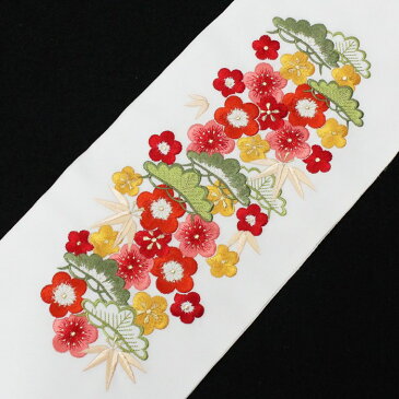 半衿 刺繍 半襟 はんえり 白 赤 緑 黄 松竹梅 振袖 袴 成人式 卒業式 結婚式 刺繍半襟 洗える モダン 大人 女性 レデイ—ス ポリエステル シルエリー 春秋冬用 新品購入