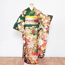 【レンタル】 着物 振袖レンタル 成人式用 緑 一式フルセット 正絹 トールサイズ 身長160cm-167cm 御所車 牡丹 1月 2026年 安い 高級 呉服屋 古典 グリーン モダン お洒落 豪華 高身長さんおススメ NR-270 通販 シンプル 可愛い