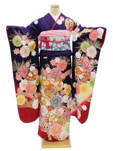 【SALE中】 【レンタル】 成人式 振袖 レンタル 安い ネット 着物 高級 正絹 呉服屋 紫 大きい サイズ ぽっちゃり 格安 フルセット 身長155-167cm 紫 梅 雪輪 NR-162 全国配送 宅配レンタル 通販 レトロ モダン おしゃれ 可愛い お買い物マラソン通販