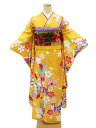 【セール/SALE】 【レンタル】 振袖 レンタル 一般 結婚式 披露宴 結納 安い ネット 着物 高級 正絹 呉服屋 黄色 レトロ 大正ロマン 折鶴 矢羽根 古典 NR-129 全国配送 宅配レンタル 通販 レトロ モダン おしゃれ 可愛い お買い物マラソン