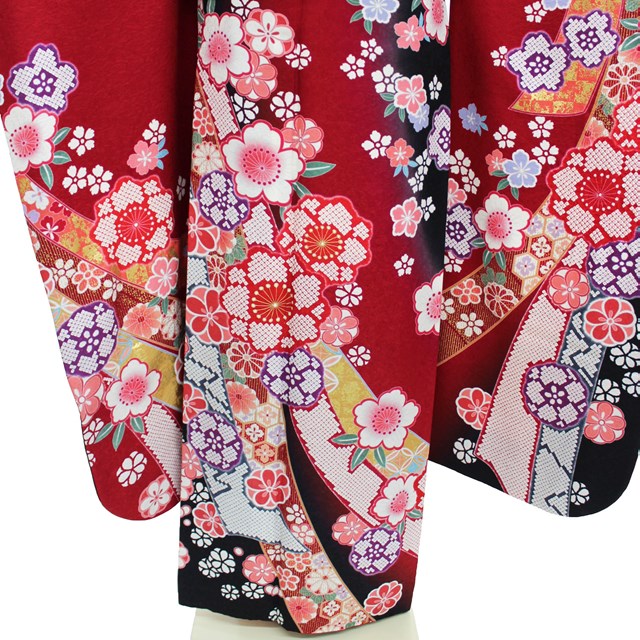 【レンタル】 振袖 レンタル 一般 結婚式 披露宴 結納 安い ネット 着物 高級 正絹 呉服屋 赤 着物 桜熨斗 鹿の子 NR-183 全国配送 宅配レンタル 通販 レトロ モダン おしゃれ 可愛い お買い物マラソン 3