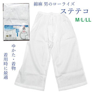 ステテコ メンズ 男性用 綿麻 夏用 浴衣 着物 作務衣 きもの 下履き M L LL 大きいサイズ 下着 涼しい ローライズ 和装下着 肌着 井登美 日本製 さらさら すずしい 快適 べた付かない 楊柳生地 白 普段 単衣季節にもおすすめ トントン tonton お買い物マラソン