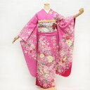 【レンタル】 振袖レンタル 成人式 振袖 ピンク 身長153-165cm 1月 2026年 安い 着物 女性 和装 衣装 高級 正絹 呉服屋 格安 格安 フルセット 牡丹 菊 桜 裾赤ボカシ NR-100 全国配送 宅配レンタル 通販 レトロ モダン おしゃれ 可愛い