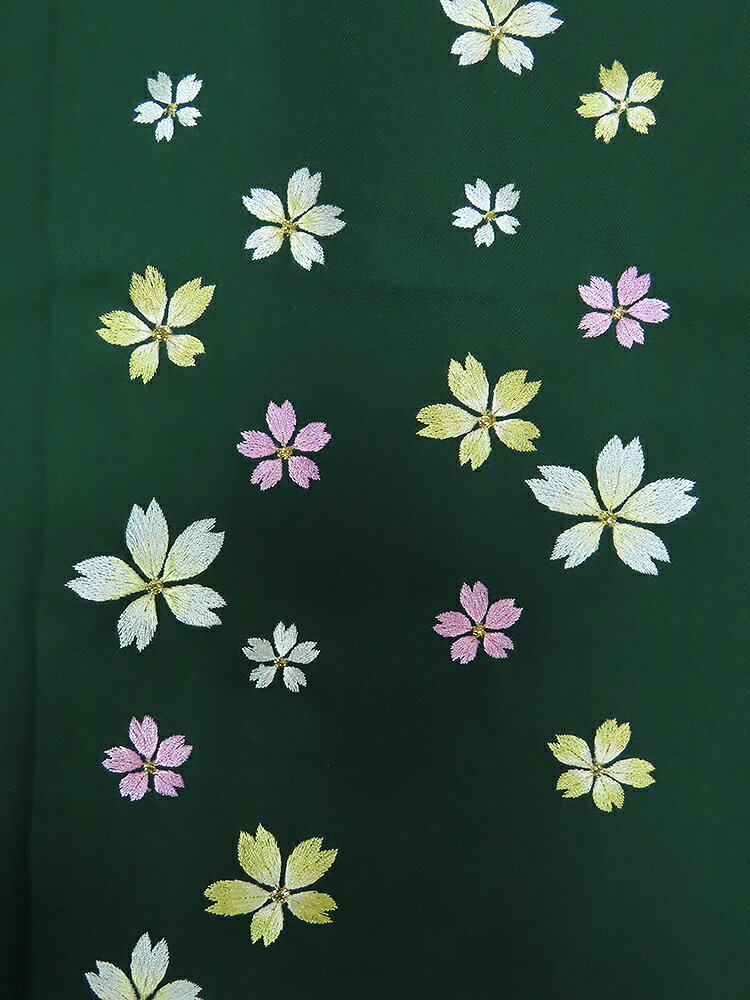 大人用　袴　袴下丈95cm　Lサイズ　刺繍入り　二尺袖用　ポリエステル　卒業式　深緑 【中古】美品
