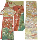 在庫処分品 2点セット 【中古】 箔加工 振袖 唐織 袋帯