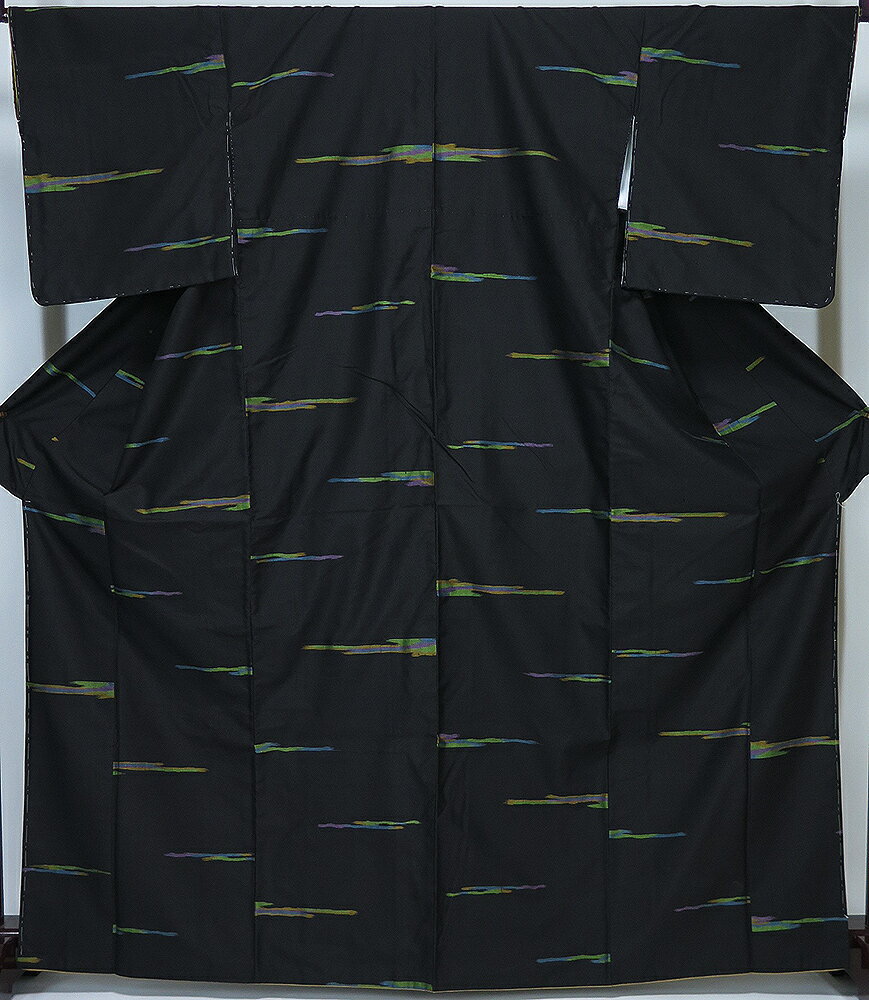 【中古】美品　紬　黒地