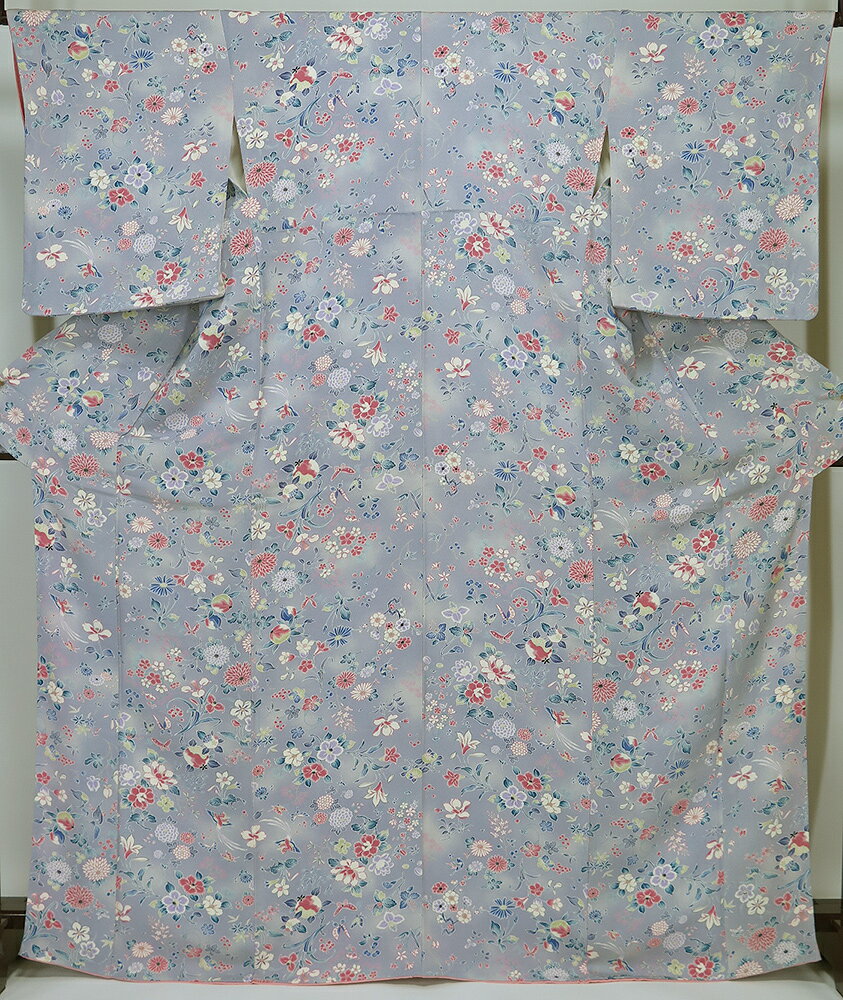 Rakuten - 【中古】　美品　縮緬　若向き小紋　灰紫